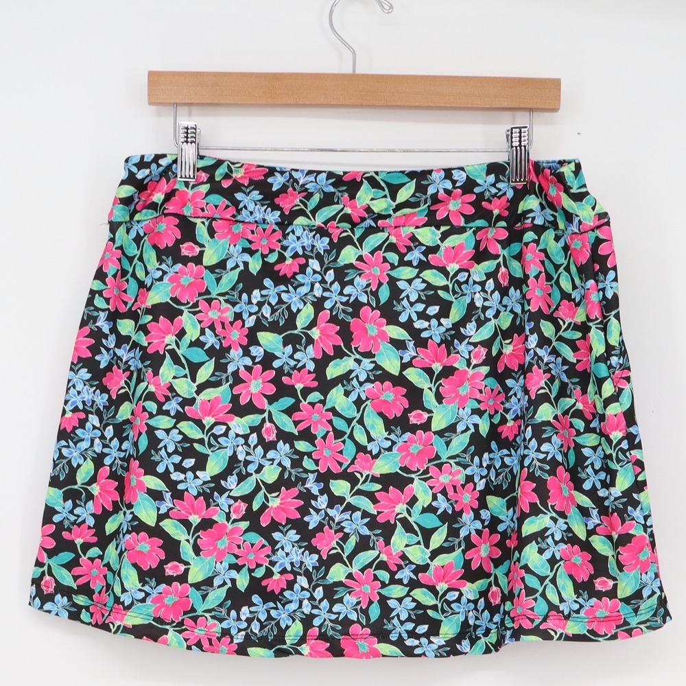 Dear Scarlett Resort Floral Skort Womens Large Black Pink Active Golf - Picture 7 of 8